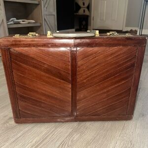 Vintage Mahogany Eel Skin Leather Briefcase Business Case